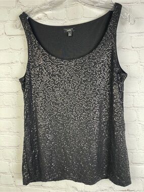 TALBOTS black sequin scoop neck tank top, size M
